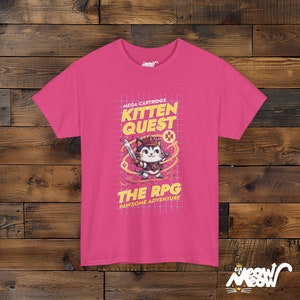 Kitten Quest RPG T-Shirt: Gamer Cat Tee, Pawsome Adventure Graphic Heliconia