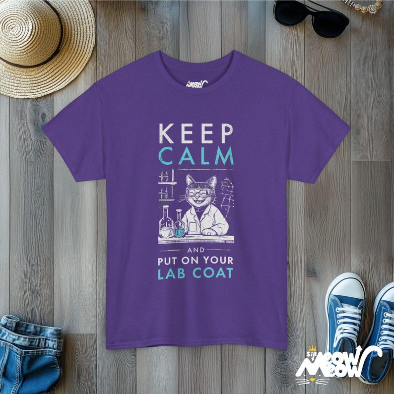 Shirt kattenwetenschapper: grappig T-shirt wetenschapsliefhebber Lilac