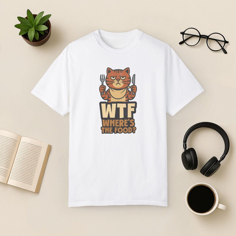 T-shirt met grappige kat: Sarcastic Foodie Comfort Colors-shirt White