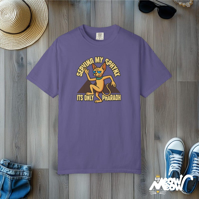 Comfort Colors Sphynx Cat Shirt: Funny Pharaoh Tee Grape