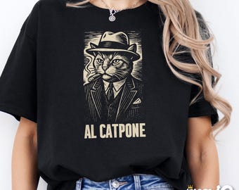 Al Catpone T-Shirt: Funny Gangster Cat Graphic Tee