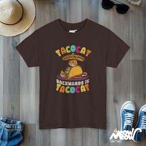 Taco Cat Palindrome T-Shirt | Funny Graphic Tee Dark Chocolate