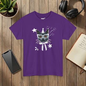 Camiseta de fiesta con diseño de gato, camiseta gráfica para celebración de cumpleaños, regalo para amantes de los gatos imagen 7