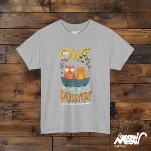 Owl and Pussycat T-Shirt, Story Lover Gift, Unisex Tee Sport Grey
