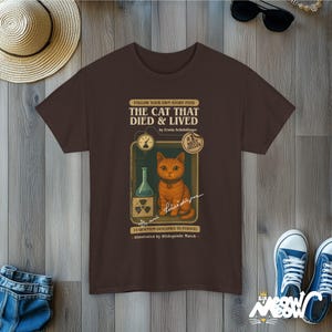 Schrödinger Cat T-Shirt: Retro Quantum Physics, Nerdy Science Gift Dark Chocolate