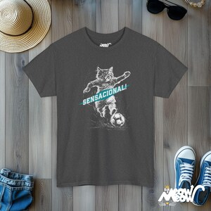 Soccer Cat-T-shirt: sensationeel voetbalontwerp Dark Heather