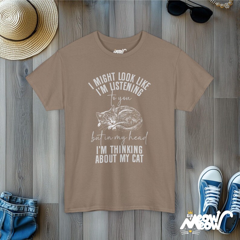 Funny Cat Lover Tee: Sarcastic Cat Mom Graphic Shirt Brown Savana