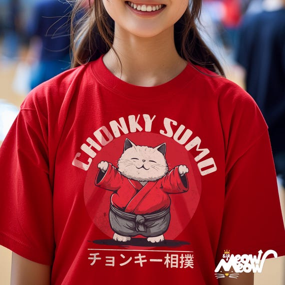 Chonky Sumo Cat T-Shirt: Funny Unisex Tee for Cat Lovers