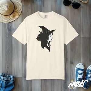 Witch & Black Cat T-Shirt: Gothic Comfort Colors Tee image 4