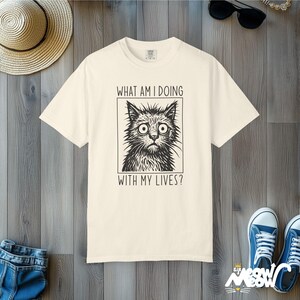 Existential Cat T-Shirt: Funny Graphic Tee - Comfort Colors Unisex Ivory