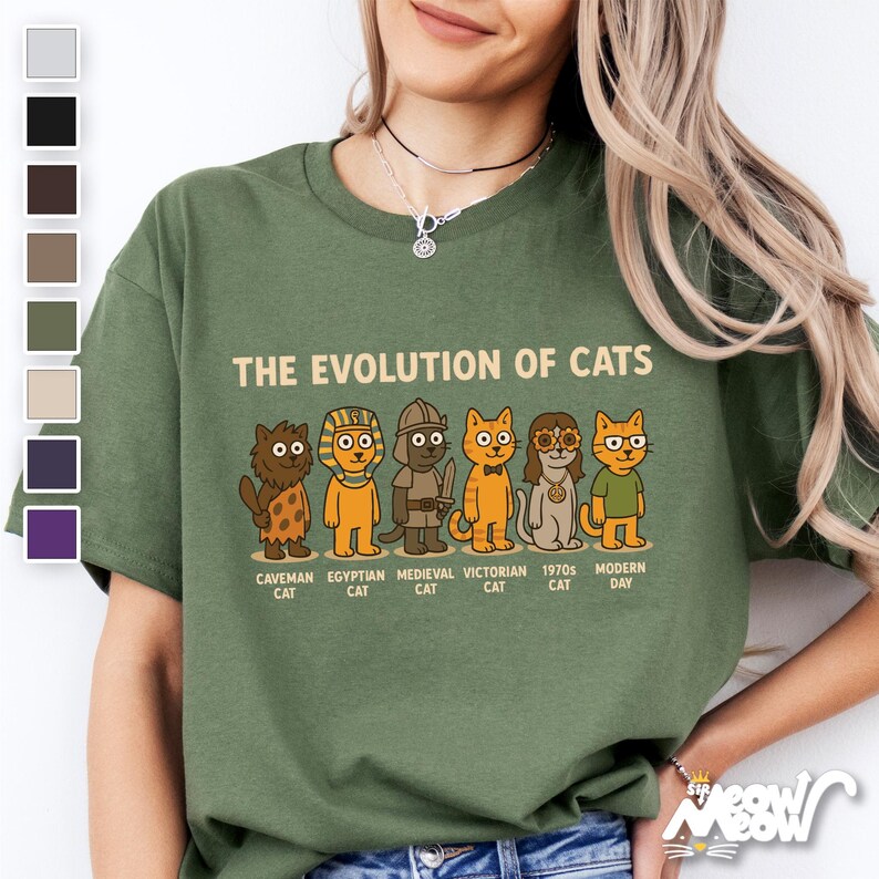 Evolution of Cats T-Shirt: Funny History Timeline Graphic Tee image 1