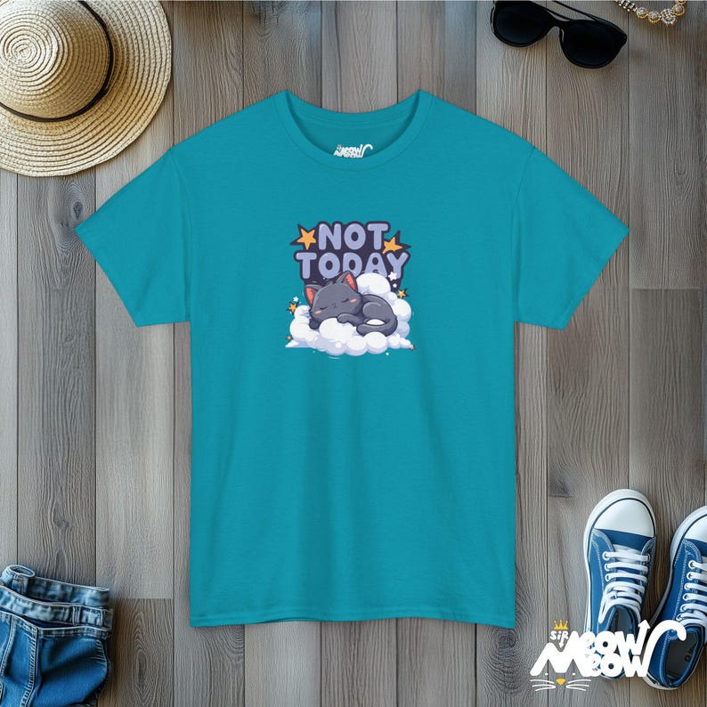 Camiseta "Hoy no duerme el gato": camiseta unisex acogedora Tropical Blue