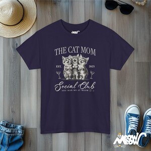 Customizable Cat Mom Social Club T-shirt: Martini Kittens Blackberry