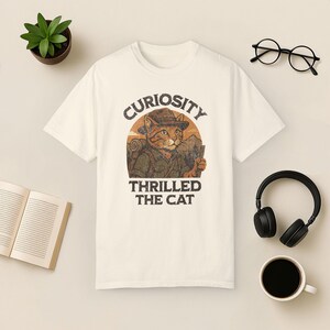 Adventure Cat Hiking Shirt: Funny Nature Tee, Comfort Colors Ivory