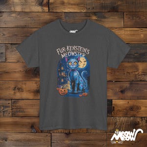 Koszulka unisex Fur-Kenstein's Meowster Halloween Cat, upiorny wzór Frankenstein Cat zdjęcie 8