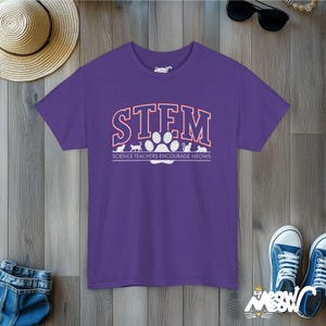 STEM Cat T-Shirt: Science Teachers Encourage Meows Lilac