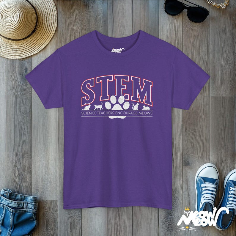 STEM Cat T-Shirt: Science Teachers Encourage Meows Lilac
