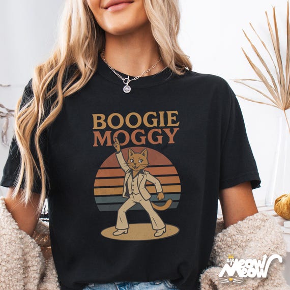 Boogie Moggy Disco Cat T-Shirt: Retro 70s Comfort Colors Tee