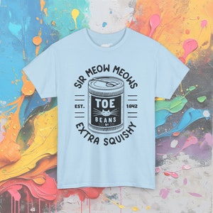 Sir Meow Meows Zeh Bohnen T-Shirt: Vintage Katzenliebhaber Tee Light Blue