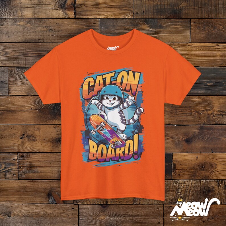 Skateboarding Cat Graphic T-Shirt: Fun Gift for Skaters image 6