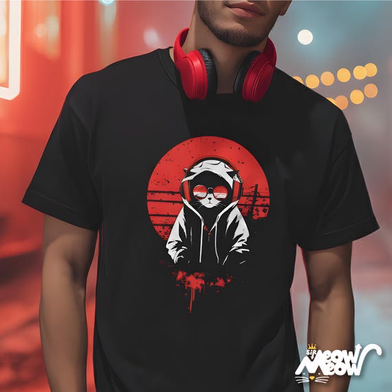 DJ Cat T-Shirt: Lofi Anime Streetwear Graphic Tee