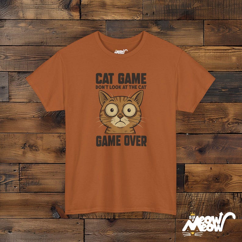 Camiseta de gato "Game Over", divertida camiseta de gato gamer Texas Orange