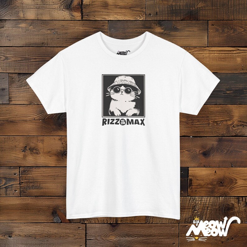 Rizz to the Max Cat T-Shirt: Meme Gen Z Slang Tee White