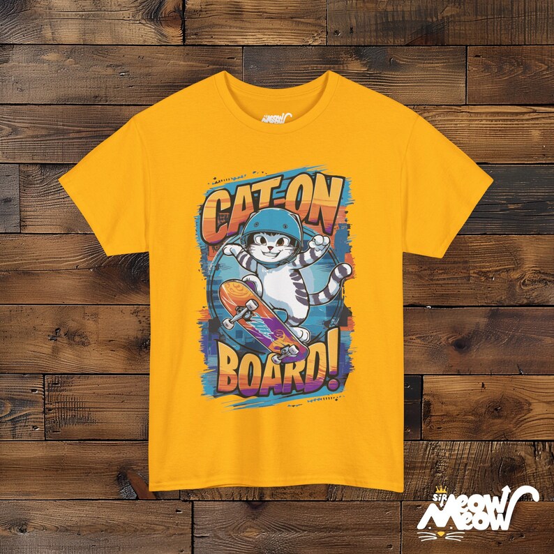 Skateboarding Cat Graphic T-Shirt: Fun Gift for Skaters image 9