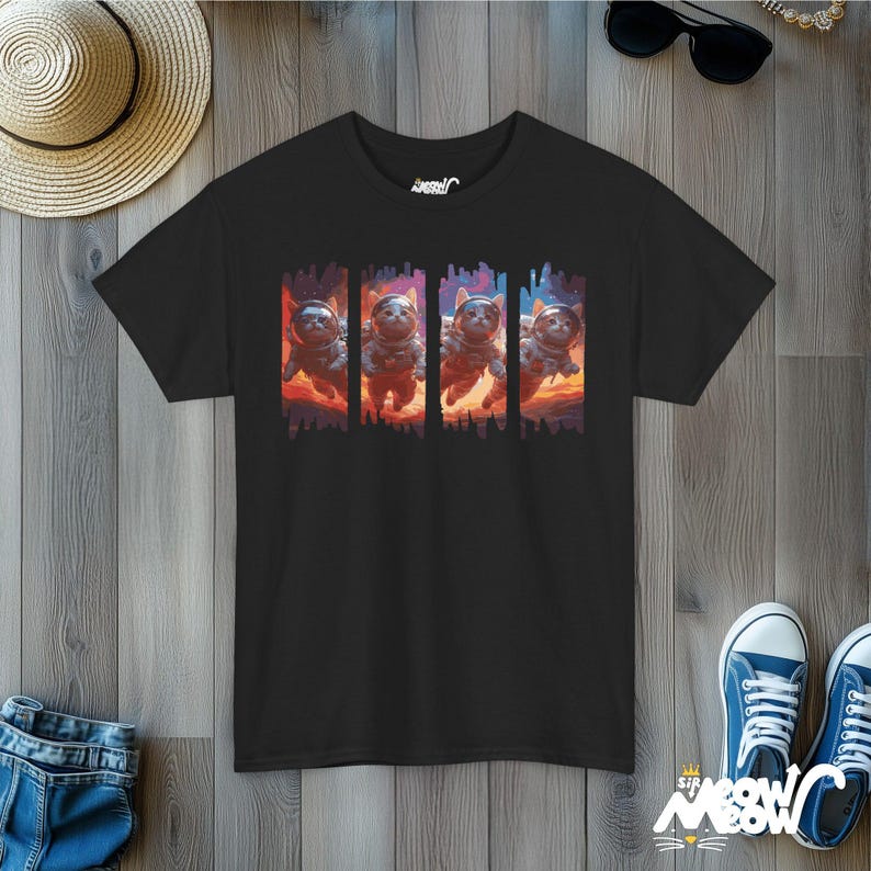 Astronaut Cats T-Shirt: Space Galaxy Kitten Tee image 7