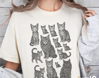 Comfort Colors Vintage Tabby Cat Shirt: Cat Lover Gift