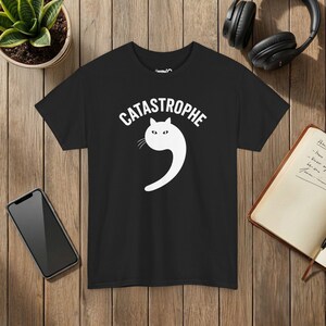 Catastrophe Cat T Shirt, Minimalist Graphic Tee, Indie Alt Streetwear image 3