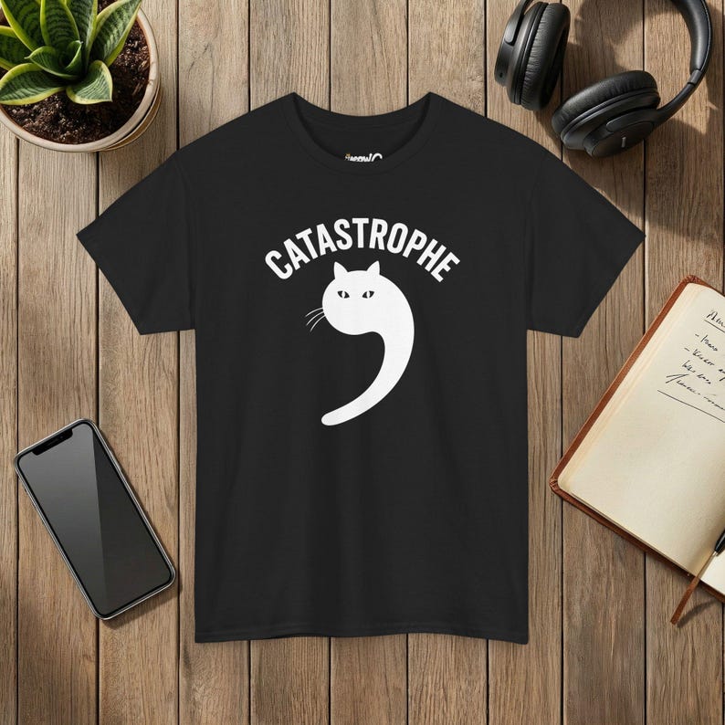 Catastrophe Cat T Shirt, Minimalist Graphic Tee, Indie Alt Streetwear image 3