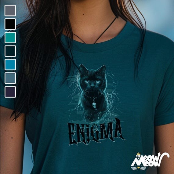 Enigma Cat T-Shirt, Gothic Witchy Tee, Dark Graphic