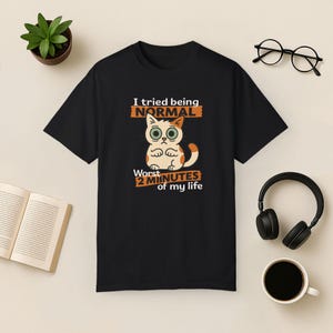 Funny Cat T-Shirt: Quirky Graphic Tee for Cat Lovers Black