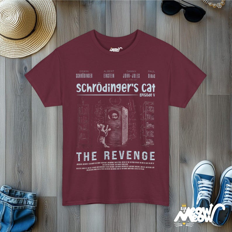 Schrödinger's Cat Revenge T-Shirt: Funny Physics Science Tee Maroon