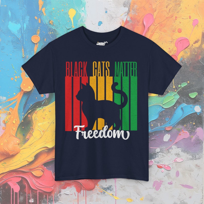 Maglietta Juneteenth Black Cats Matter, maglietta BLM Freedom, maglietta grafica Equality & Heritage, regalo premuroso Navy