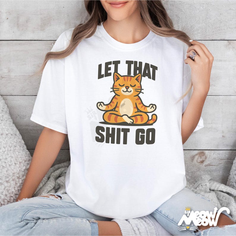 Funny Yoga Cat T-Shirt: Sarcastic Mindfulness Comfort Colors Tee White
