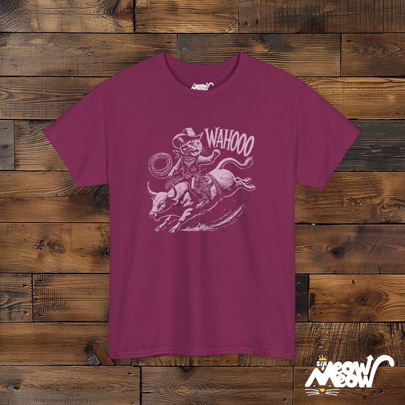 Cowboy Cat T-Shirt: Funny Rodeo Graphic Tee, Western Gift Berry