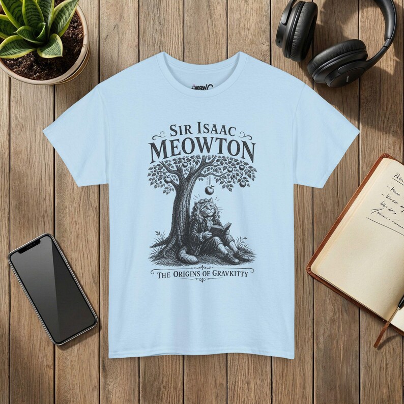 Sir Isaac Meowton Cat T-Shirt, Physics Teacher Gift, Newton Gravity Tee (Vintage Style) image 6