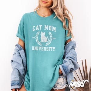 Katzen Mutter Universität T-Shirt: Komfort Farben College Style T-Shirt Seafoam