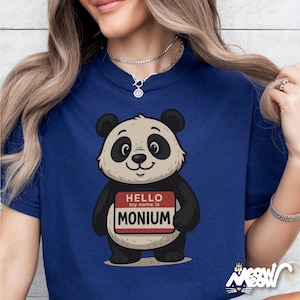 Funny Panda T-Shirt - Hello My Name Is Monium Tee for Pun Lovers & Animal Fans