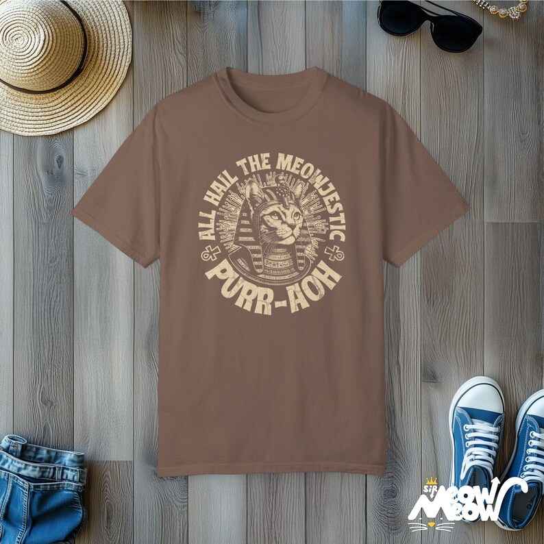 Pharaoh Cat T-Shirt: Comfort Colors Unisex Egyptian Cat Top Espresso