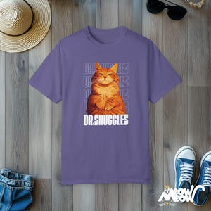 Custom Anime Cat T-Shirt: Personalized Pet Portrait, Comfort Colors Tee Grape