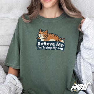 Lazy Cat Comfort Colors T-Shirt: Funny Mental Health Gift image 1