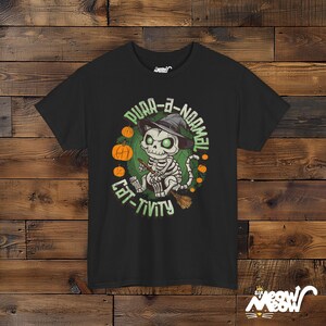 Purr-A-Normal Cat-Tivity Skeleton Cat Halloween Unisex Shirt, Fun Witchy Cat Design Black