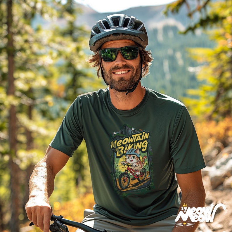Meowtain Biking T-Shirt: Fun Cat Graphic Tee for Outdoor Lovers image 2