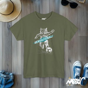 Soccer Cat-T-shirt: sensationeel voetbalontwerp Military Green