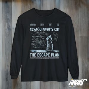Schrödinger's Cat T-Shirt: Funny Physics Science Long Sleeve Unisex Tee Black