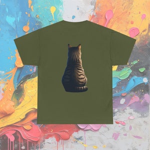 Double Sided Tabby Cat T-Shirt, Front & Back Feline Design, Unique Unisex Cat Lover Tee image 9