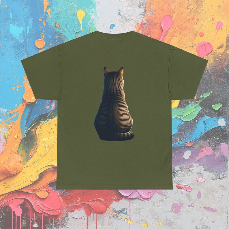 Double Sided Tabby Cat T-Shirt, Front & Back Feline Design, Unique Unisex Cat Lover Tee image 9